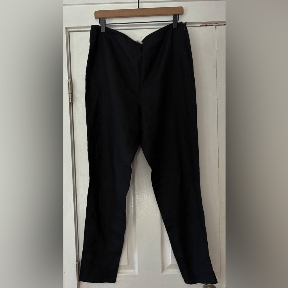 John Patrick Organic Linen Pants Black Size 10‎ EUC